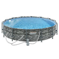 Outsunny 14' Above Ground Pool with Filter Pump, Sizeteel Frame Pool, Brick