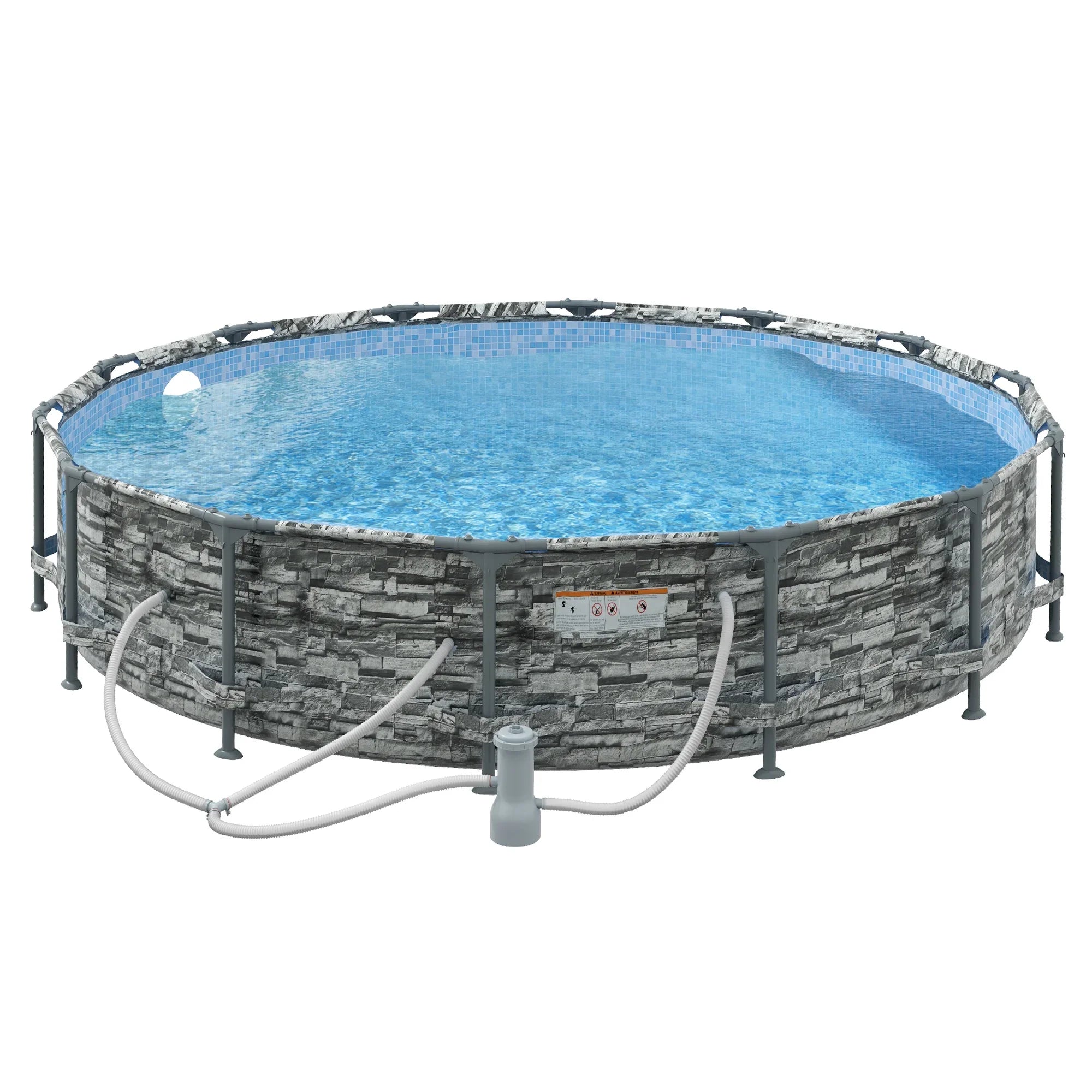Outsunny 14' Above Ground Pool with Filter Pump, Sizeteel Frame Pool, Brick