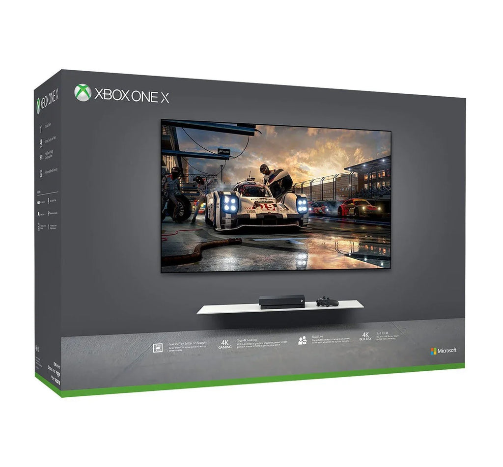 Pre-Owned Microsoft Xbox One X 1TB Black Gaming Console With 2 Controller + G9 Earbuds With Microphone BOLT AXTION Bundle (Refurbished: Like New)