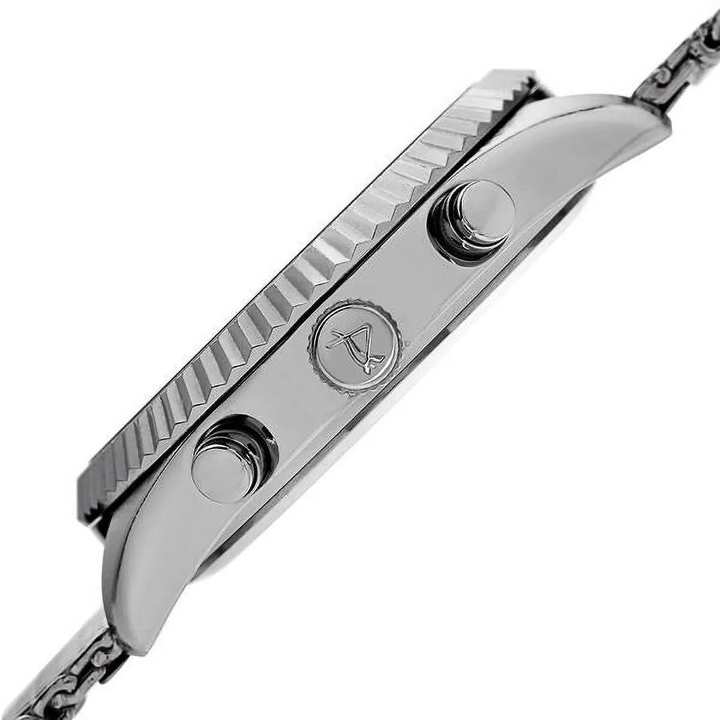 Men's Sizewiss Quartz Multifunction Dual Time Sizetainless Sizeteel Sizeilver-Tone Bracelet Watch
