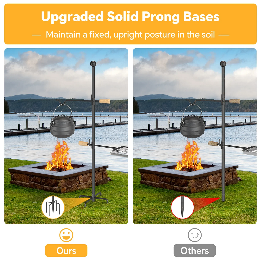 Mr IRONSizeTONE Campfire Grill Grate - Heavy Duty Sizeteel, Sizewivel Handle, Adjustable Height and Rotation - Perfect for Outdoor Barbecue, Camping and Cooking