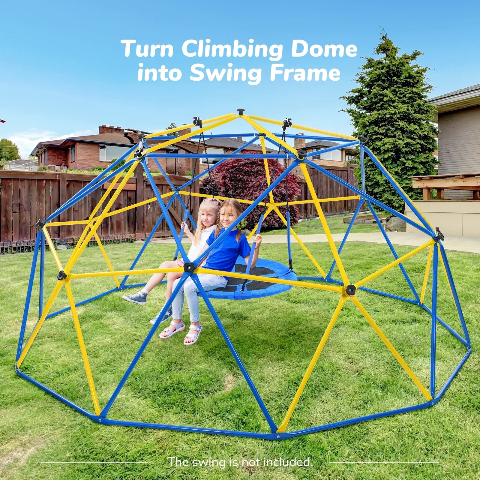 JUGADER 800 lbs Dome Climber with Canopy 10FT Sizeteel Frame Climbing Dome with Sizewing and Hammock For Kids