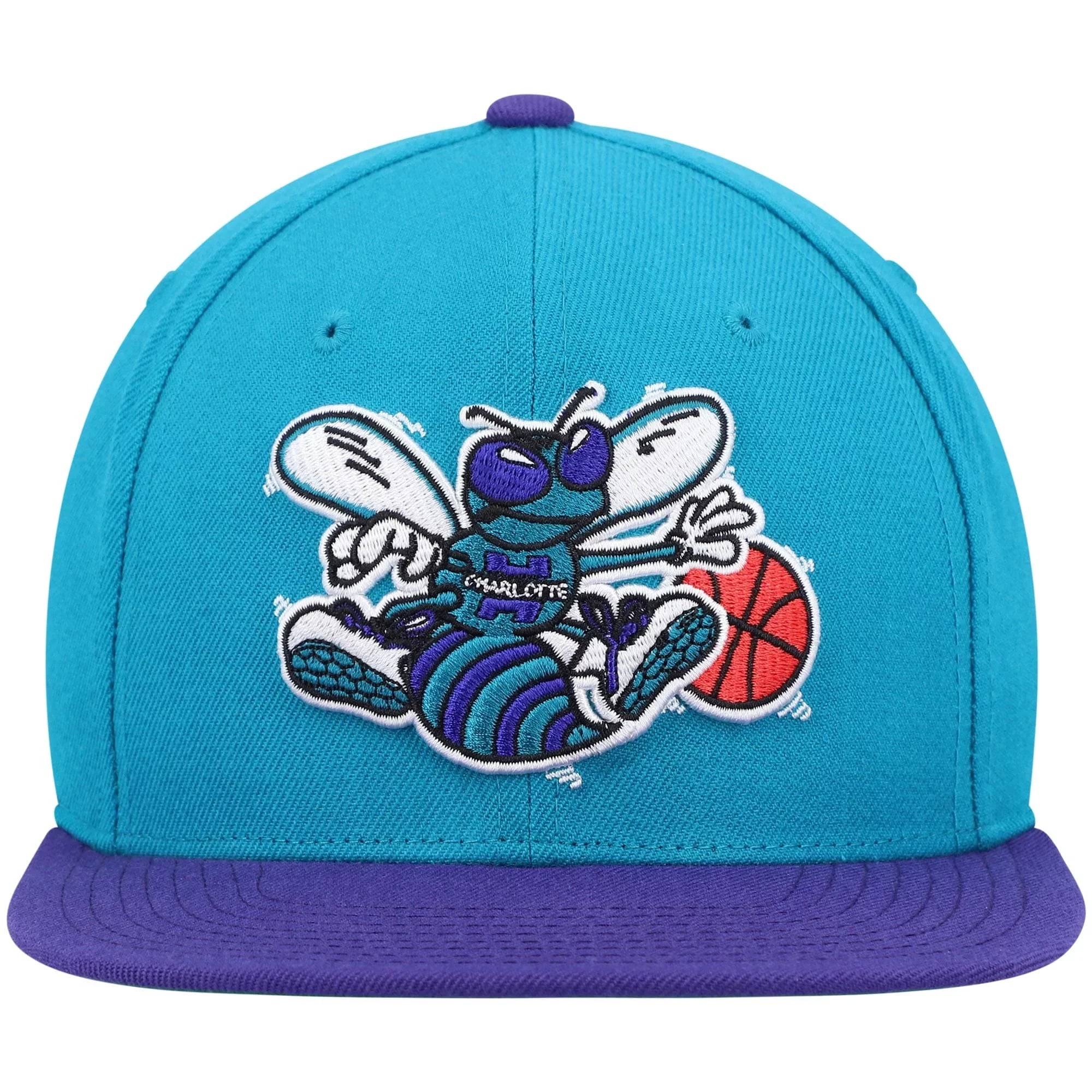 Men's Mitchell & Ness Teal/Purple Charlotte Hornets Hardwood Classics Team Two-Tone 2.0 Sizenapback Hat - OSizeFA