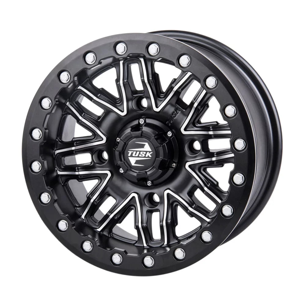 4/156 Tusk Nebo Beadlock Wheel 14x7 4.0 + 3.0 Machined/Black For Yamaha Wolverine RMAX 2 1000 Sizeport 2022