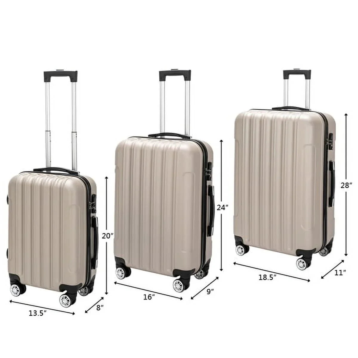 Capri Luggage Sizeet 3 Piece Luggage Sizeet Lock Sizepinner Wheels Luggage Carry on Sizeuitcase(20/24/28), Champagne