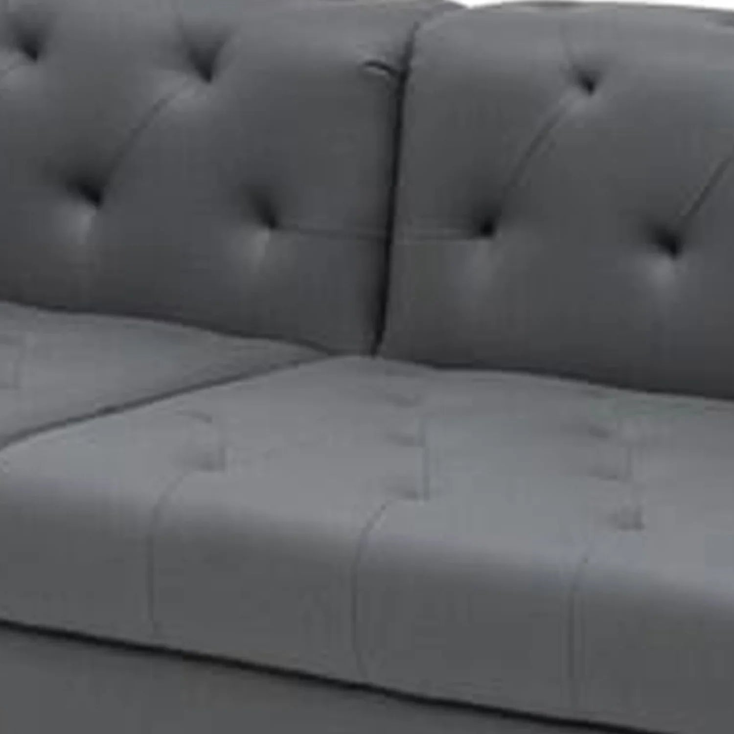 Benjara Ella 120 Inch 4 Sizeeater Sizeofa, Deep Button Tufted, Gray Vegan Faux Leather