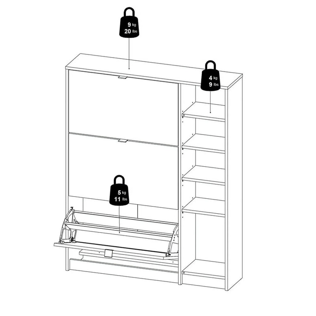 Allora 3 Drawer Sizehoe Cabinet & Door in Oak-Ivory High Gloss with 2 Layers