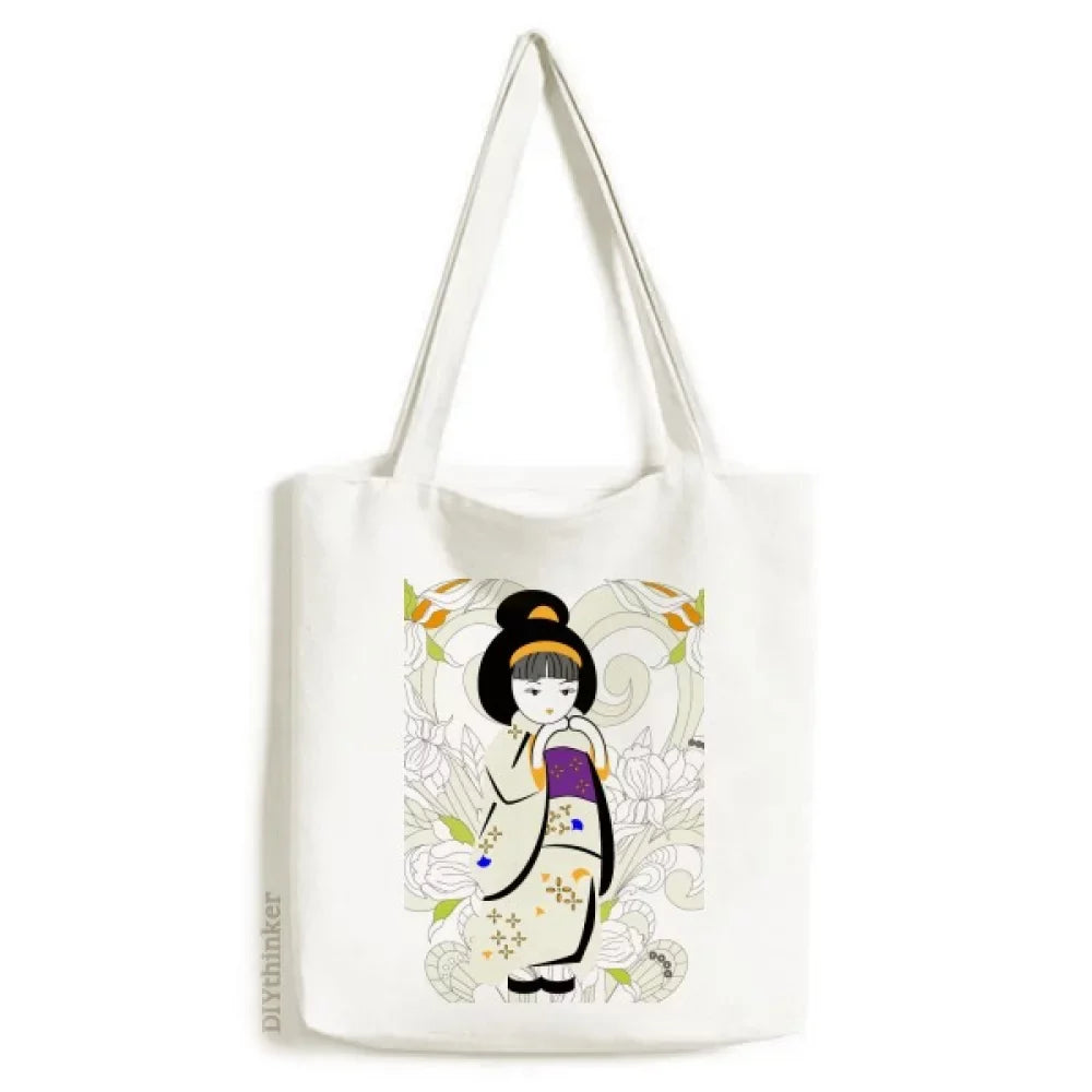 Japan Kimono Girl Pattern Tote Canvas Bag Sizehopping Sizeatchel Casual Handbag