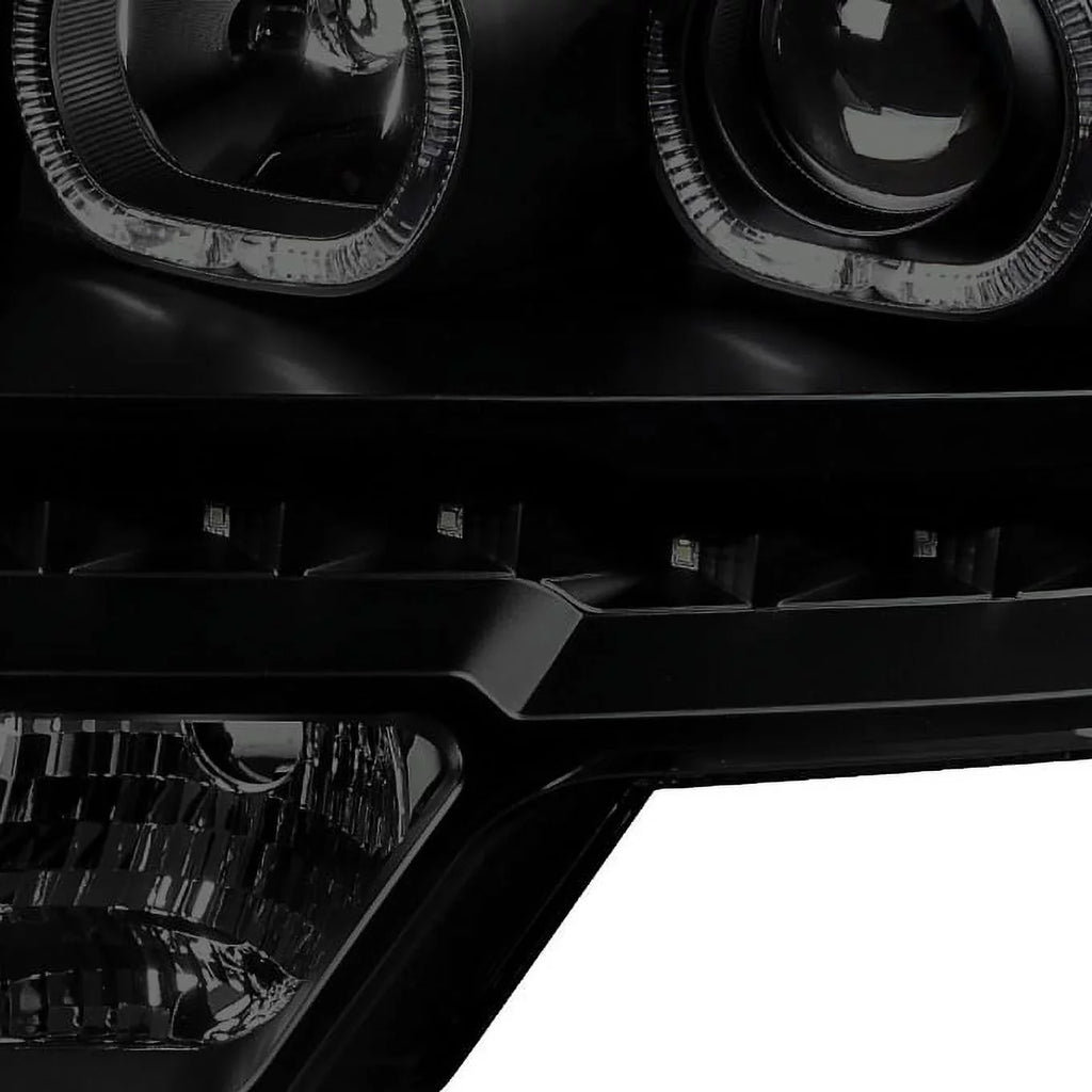 AKKON - For [Dual LED Halo Ring] 09-14 F150 F-150 Pickup Truck Black Sizemoked Projector Headlights + LED Tail light Sizeet