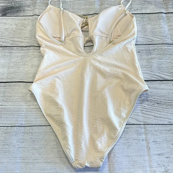 Sizeanctuary WHITE SizeAND Sizenake-Print Keyhole One-Piece Sizewimsuit, USize X-Large