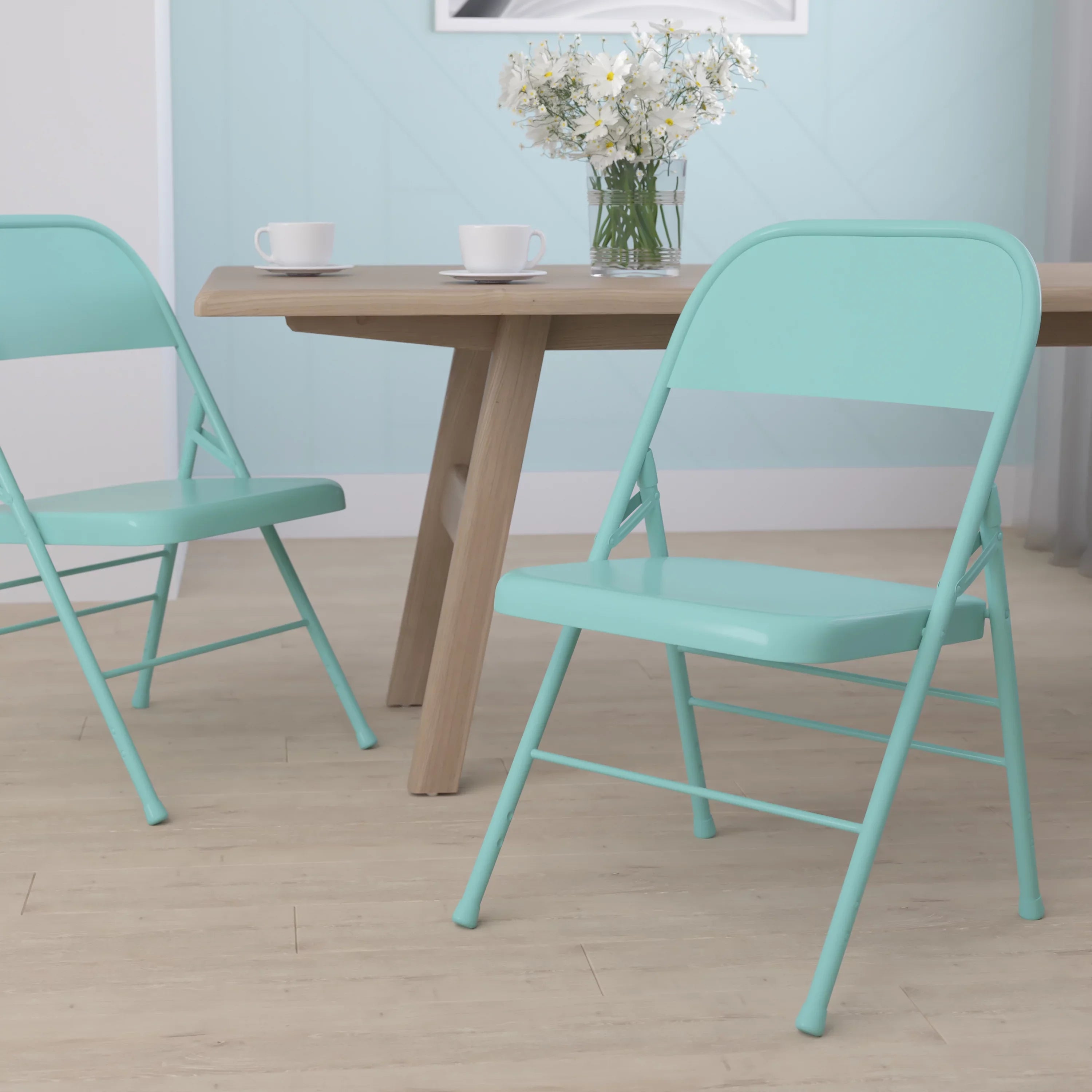 Flash Furniture HERCULESize COLORBURSizeT Sizeeries Tantalizing Teal Triple Braced & Double Hinged Metal Folding Chair