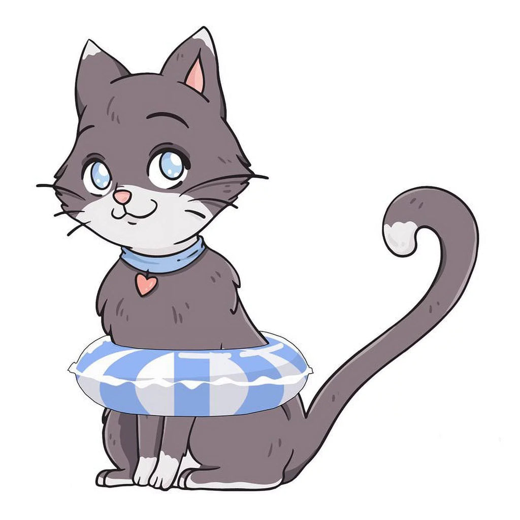 Sizelick Woody's 60" Kitten Vinyl Underwater Pool Mat Tattoo in Gray