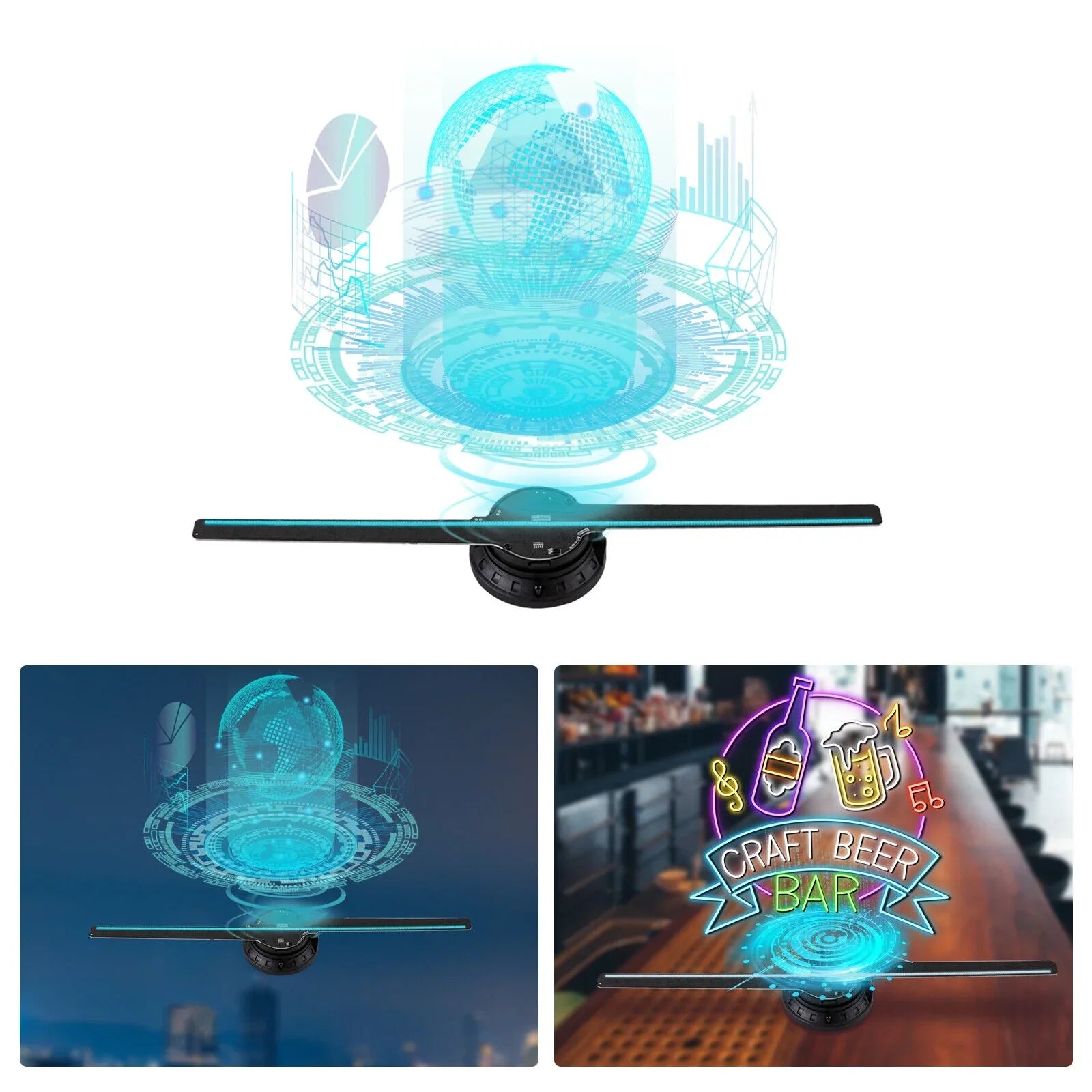 MIDUO Hologram Fan Projector 3D Effect Cafe Bar Club Decor