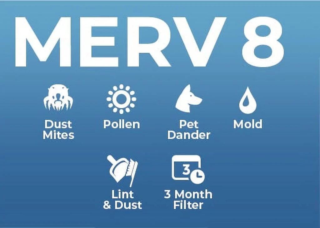 16x25x2 MERV 8 Pleated AC Furnace Air Filters. 4 Pack