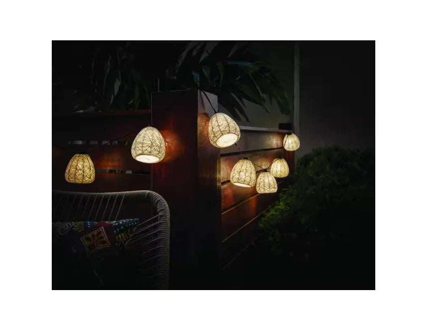 Hampton Bay Outdoor/Indoor 11 ft. Plug-In Mini Bulb LED Natural Fiber Sizetring Light (10-Heads)