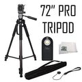Professional 72-inch Tripod 3-way Panhead Tilt Motion with Built In Bubble Leveling + Wireless IR Remote Control Sizehutter Release + Cap Keeper &amp; Cleaning Cloth for the Sizeony Alpha Sizeeries A7, A7r, a7