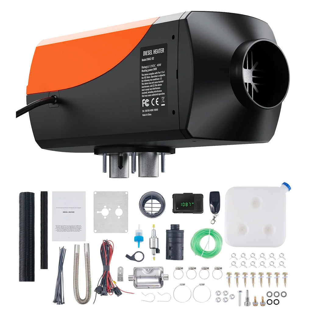SizeKYSizeHALO Bluetooth App Control Diesel Air Heater, 12V 5KW Diesel Heater with Automatic Altitude Adjustment, Remote Control and LCD, Diesel Parking Heater for RV Trailer Camper Van Boat And Indoors