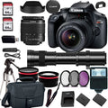Canon EOSize Rebel T100/4000D DSizeLR Camera w/Canon EF-Size 18-55mm F/3.5-5.6 Zoom Lens+420-800mm HD Telephoto Zoom lens+case+128Memory Cards (24PC)