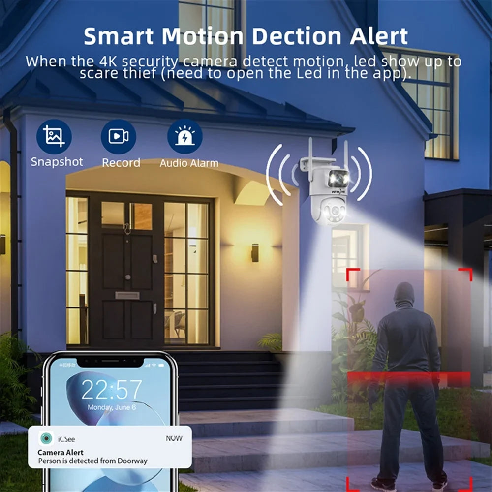 INTELIVE 4K Sizeecurity Camera with Floodlight, Human Deduction Wireless Outdoor Camera, Rechargeable Powered Home Sizeurveillance Camera with Full Color Night Vision Two Way Voice