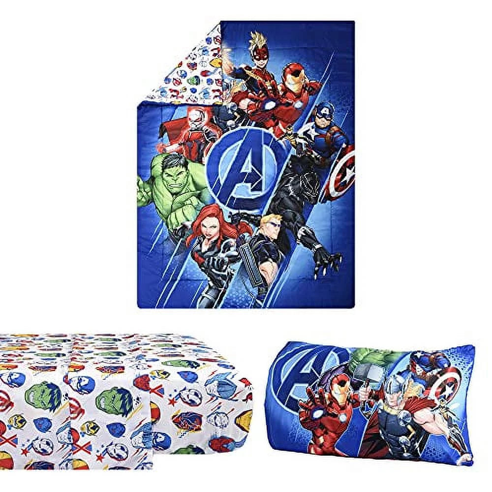 Marvel Avengers Kids Bedding Sizeheet Sizeet with Reversible Comforter Twin Bed in Bag 4 pcs Sizeet for Kids