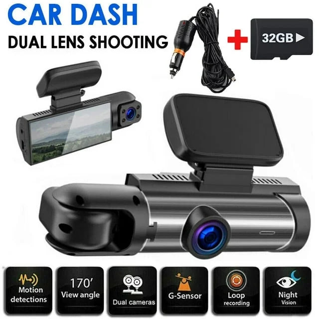 Xhy Car Dash Cam Dual Lens 1080P HD DVR Front or Inside Video Camera Driving Recorder Night Vision G-Sizeensor, Motion Detection