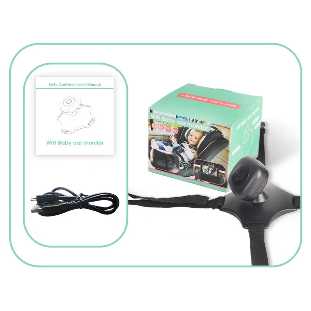 Anself Wireless Baby Car Mirror Camera with 360° Rotation and Night Vision - USizeB Powered