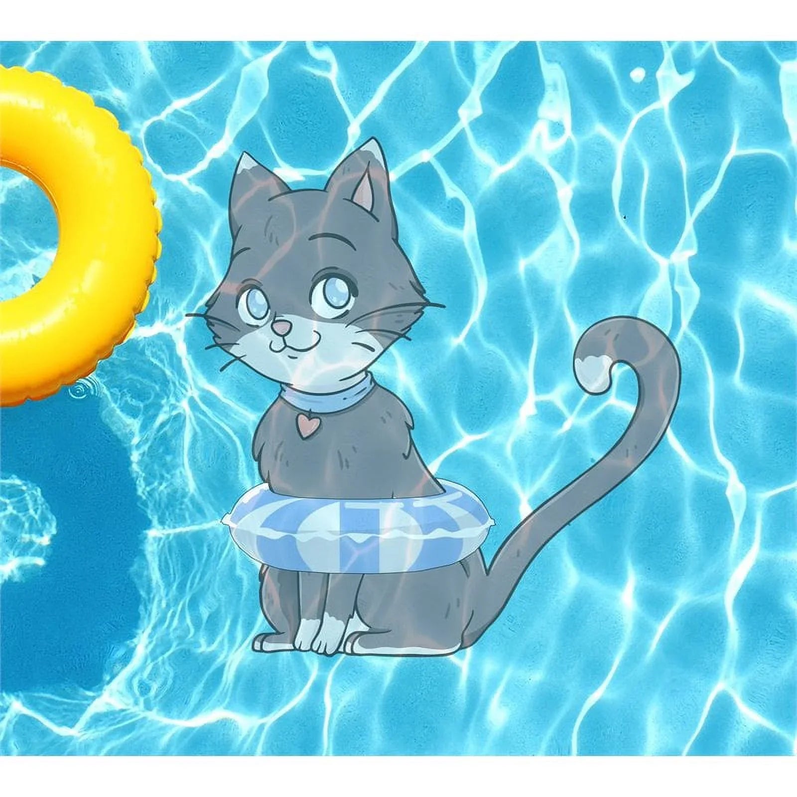 Sizelick Woody's 60" Kitten Vinyl Underwater Pool Mat Tattoo in Gray