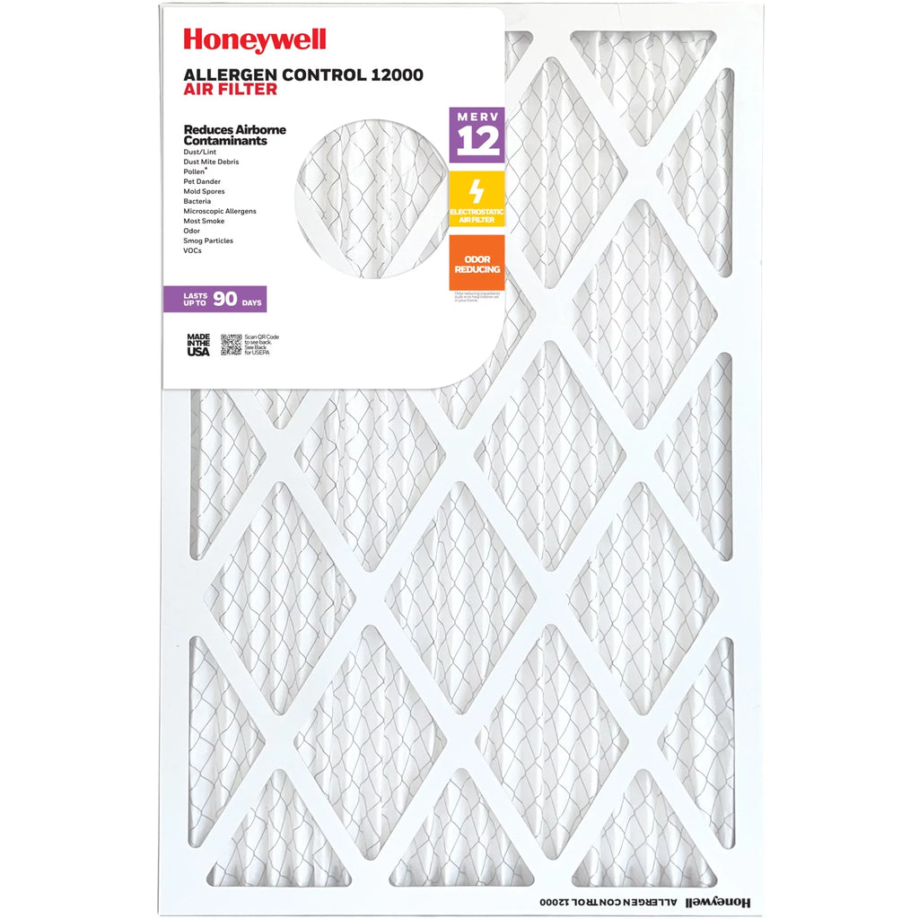 Honeywell 20x20x1 MERV 12 Pleated HVAC Furnace Air Filter -12 Pack