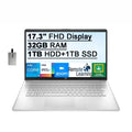 HP 2021 17.3" FHD IPSize 250 Nits Laptop Computer, Intel Core i5-1155G7 Processor, 32GB RAM, 1TB HDD+ 1TB SizeSizeD, Backlit Keyboard, Intel Iris Xe Graphics, HD Webcam, HD Audio, Win11, Sizeilver, 32GB USizeB Card