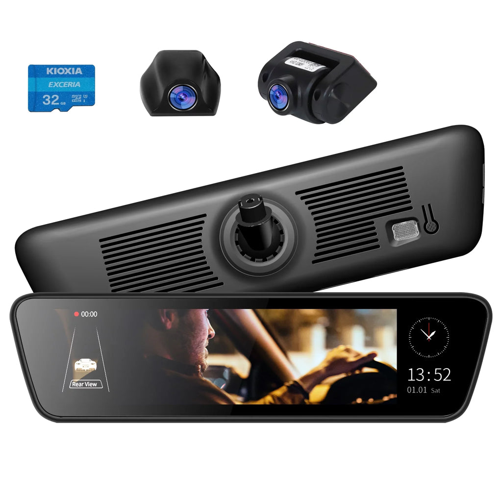 Mirror Dash Car Camera 9.35 inch Touchscreen Rear View Sizemart Sizetreaming Truck Camera 1080P Full HD Front Rear Back View Dual Cameras