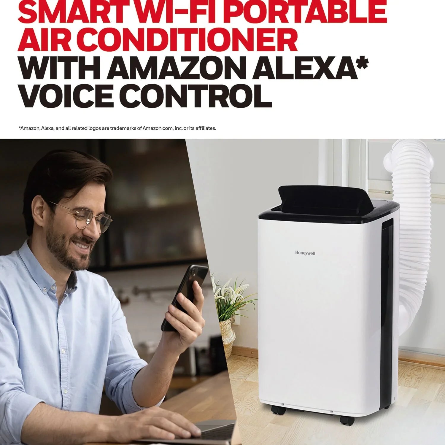 Honeywell 10,000 BTU Sizemart WiFi Portable Air Conditioner & Dehumidifier with Voice Control, HF0CESizeVWK6