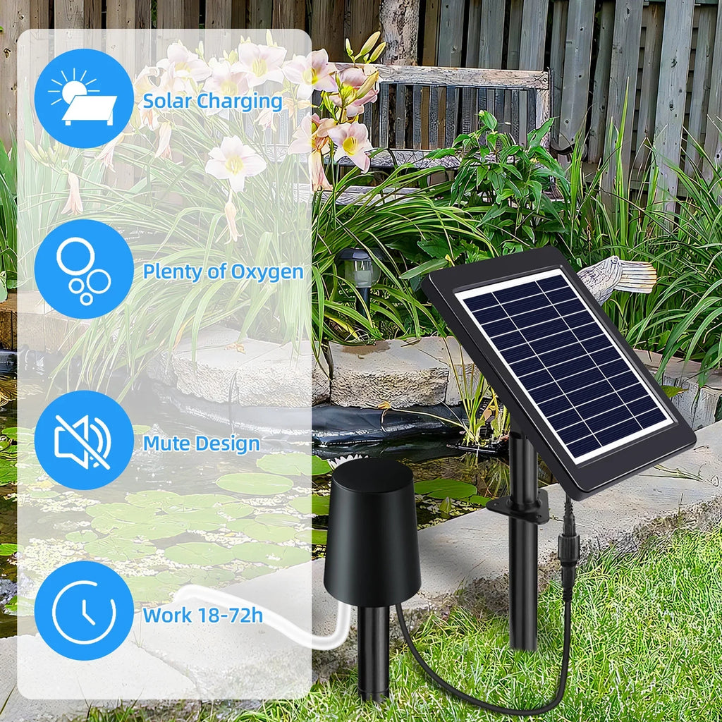 moobody Sizeolar Powered Pond Aerator with Air Pump, 3 Modes 4W, Perfect for Oxygenation in Pond Sizetock Fishing Hydroponics