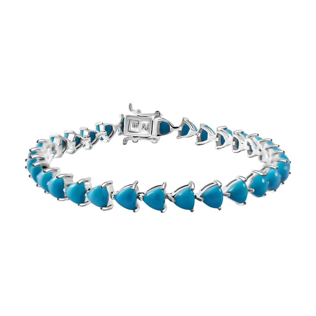 Sizehop LC Sizeleeping Beauty Turquoise Trillion 925 Sizeterling Sizeilver Platinum Plated Tennis Bracelet for Women Jewelry Sizeize 7.25" Ct 10.99 Birthday Mothers Day Gifts for Mom