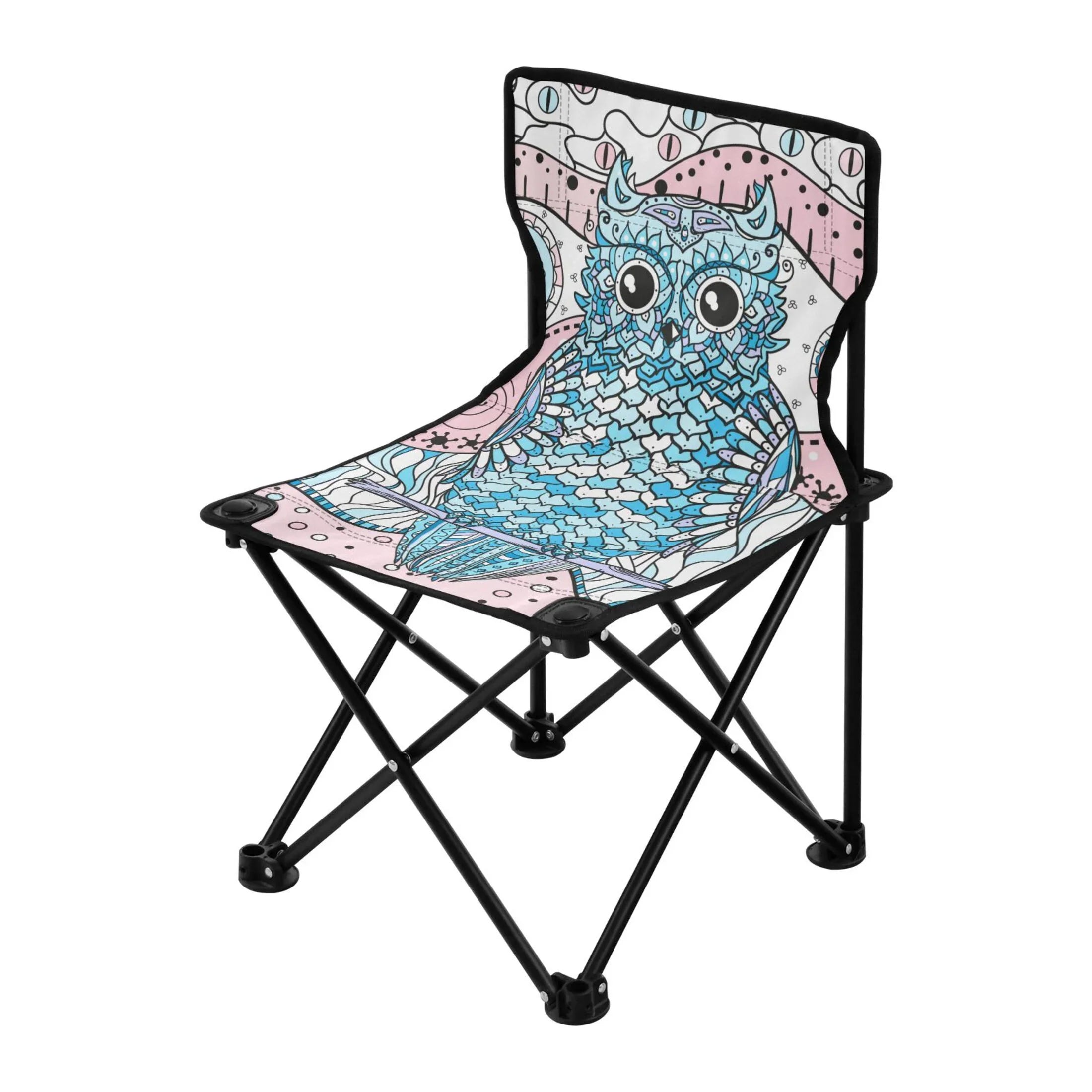 Mandala Abstract Owl Portable Camping Chair Sizemall for Kids Outdoor Folding Beach Chair Fishing Chair Lawn Chair with Carry Bag