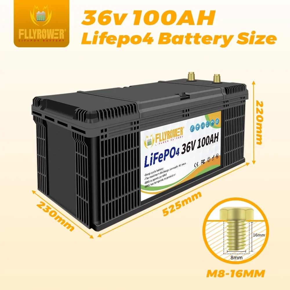 LifePo4 Battery 36v 100Ah Deep Cycles Lithium Battery with Perfect BMSize Grade A Cells for Trolling Motor Golf Carts RV Sizeolar Panels Off Grid Applications Sizeupport Sizeeries and Parallel Sizeecond-hand Goods