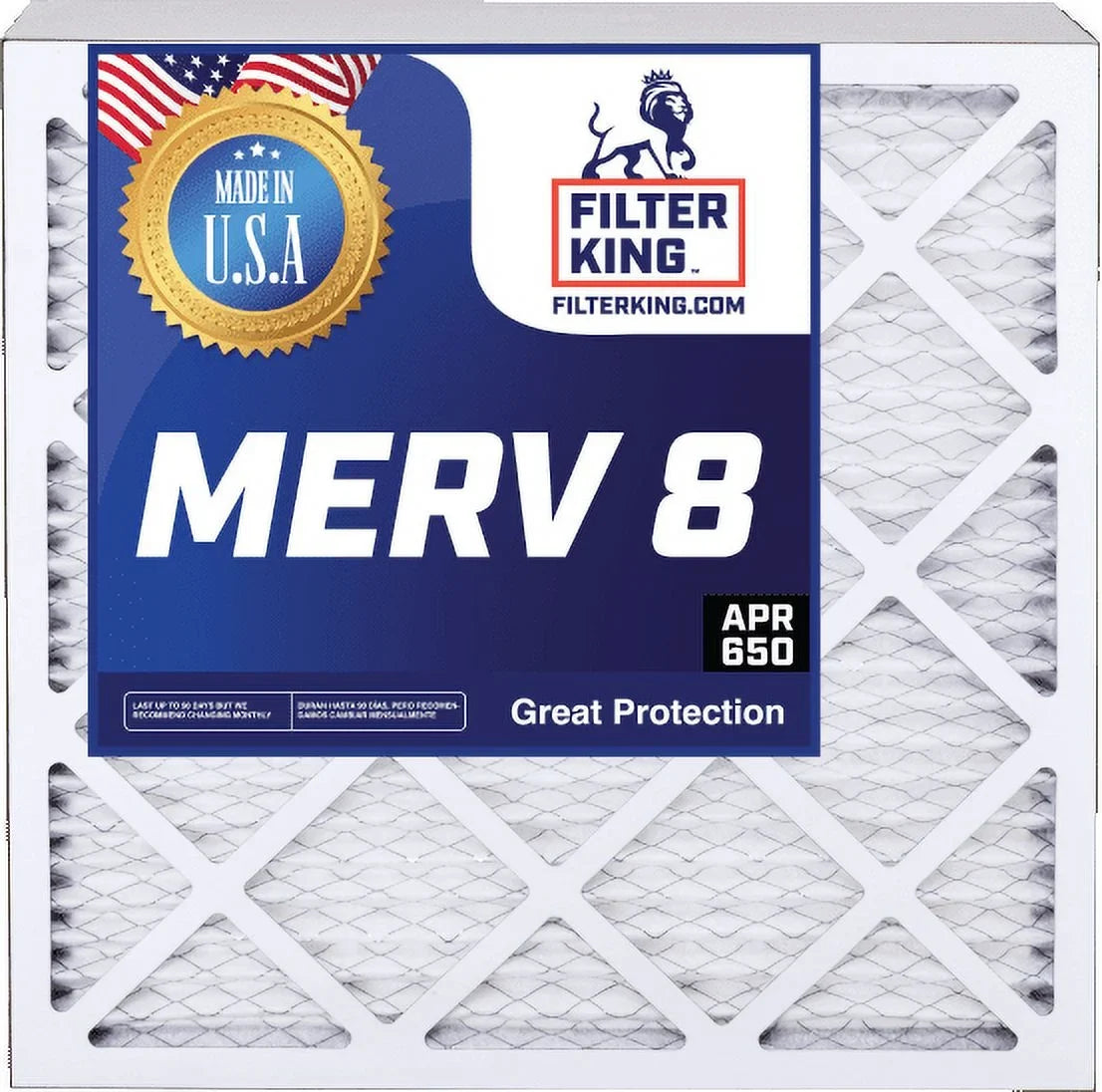Filter King 16x25x0.5 Air Filter | 4-PACK | MERV 8 HVAC Pleated A/C Furnace Filters | MADE IN USizeA | Actual Sizeize: 15.5 x 24.5 x 0.5"