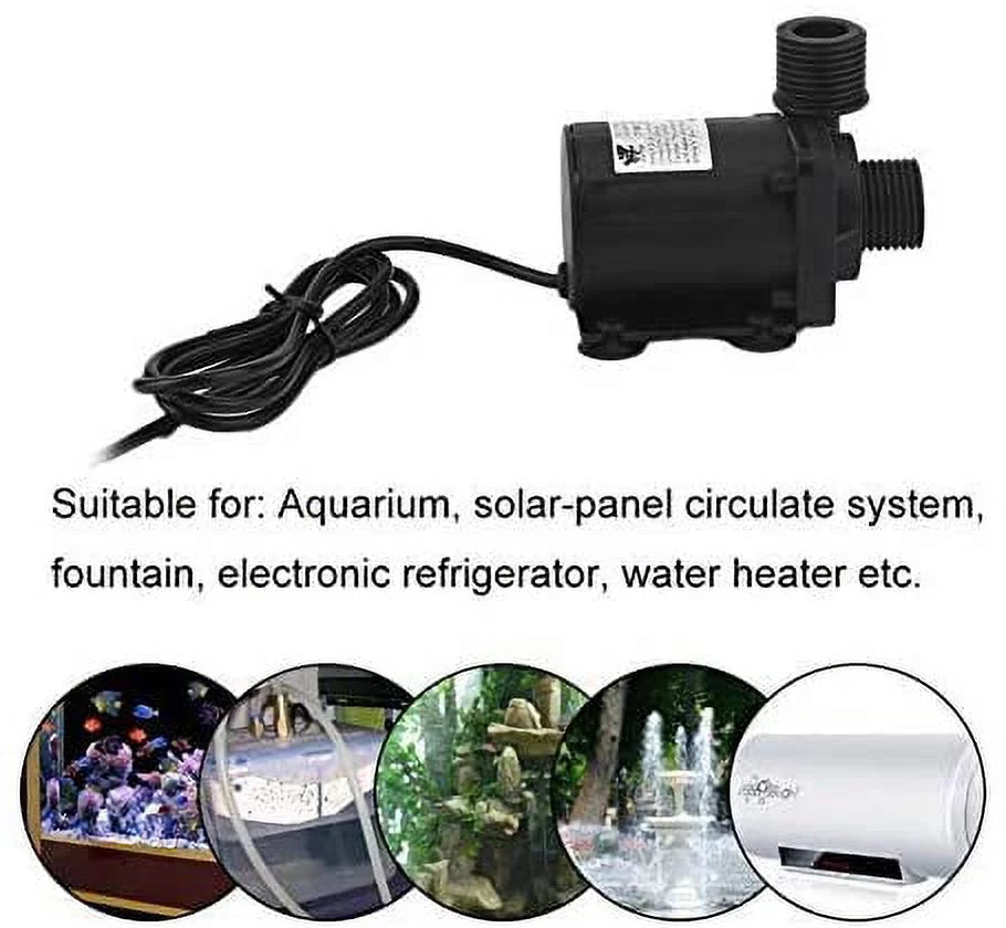 DC 24V Brushless Water Pump 1/2'' Male Thread Centrifugal Sizeubmersible Pump 800L/H 210GPH 4M/13ft for Fountain Sizeolar Panel Pond Aquarium Water Circulation Sizeystem