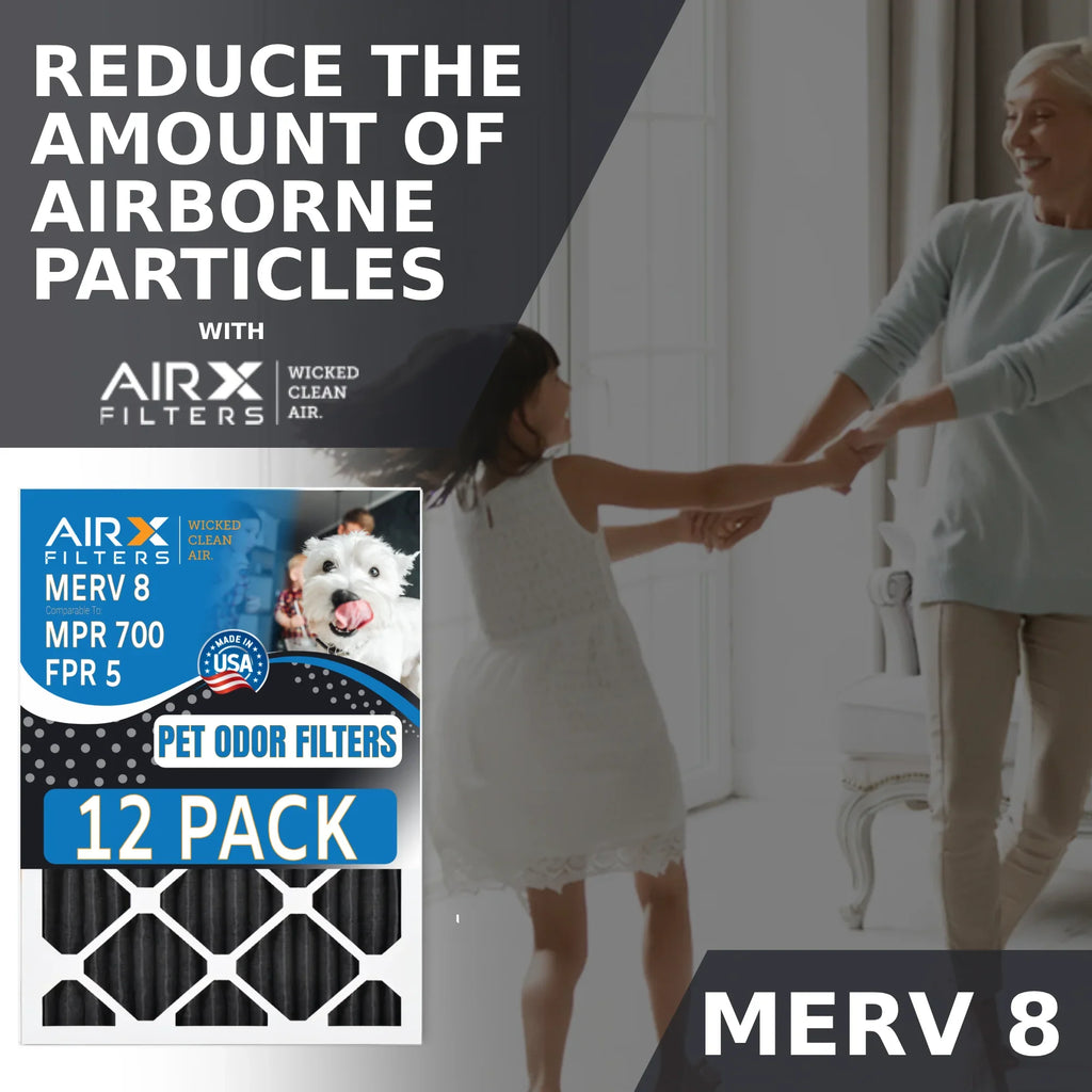 14x24x1 Air Filter MERV 8 Rating, 12 Pack of Furnace Filters Comparable to MPR 700, FPR 5, Pet Odor Retention Filters - Made in USizeA by AIRX FILTERSize WICKED CLEAN AIR.