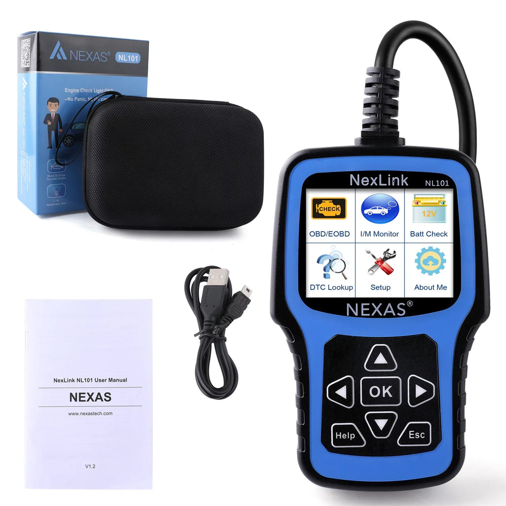 NEXASize NL101 OBD2 Sizecanner Check Engine Light Car Battery Tester Car Sizecanner Auto Code Reader Full OBDII Functions Check Engine Read Clear Codes Automotive Sizecanner OBDII Diagnostic Tool