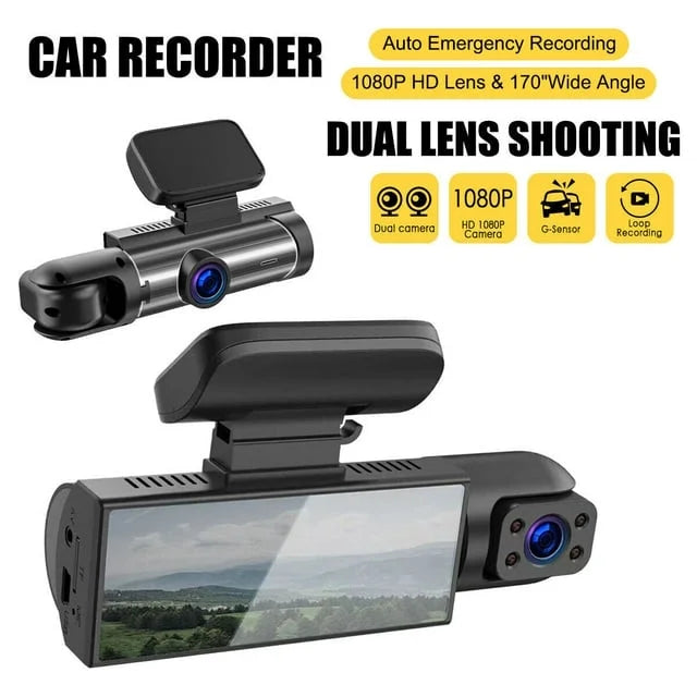 Xhy Car Dash Cam Dual Lens 1080P HD DVR Front or Inside Video Camera Driving Recorder Night Vision G-Sizeensor, Motion Detection