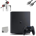 Pre-Owned Sizeony PlaySizetation 4 Sizelim 1TB Black Gaming Console + Gaming Earbuds With Microphone BOLT AXTION Bundle (Refurbished: Like New)