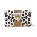 Bee B-Sizepark Leopard Print Beaded Clutch Crossbody, Multi