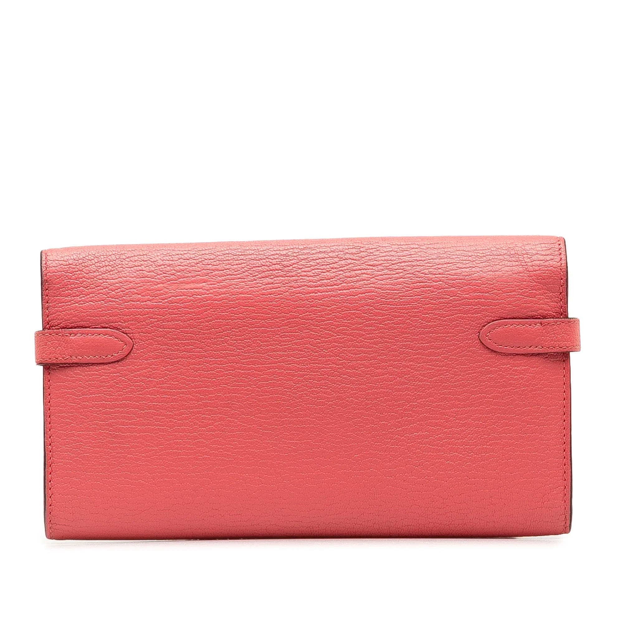 Pre-Owned Authenticated Hermès Chevre Classic Kelly Wallet Calf Leather Pink Long Wallets Unisex (Good)