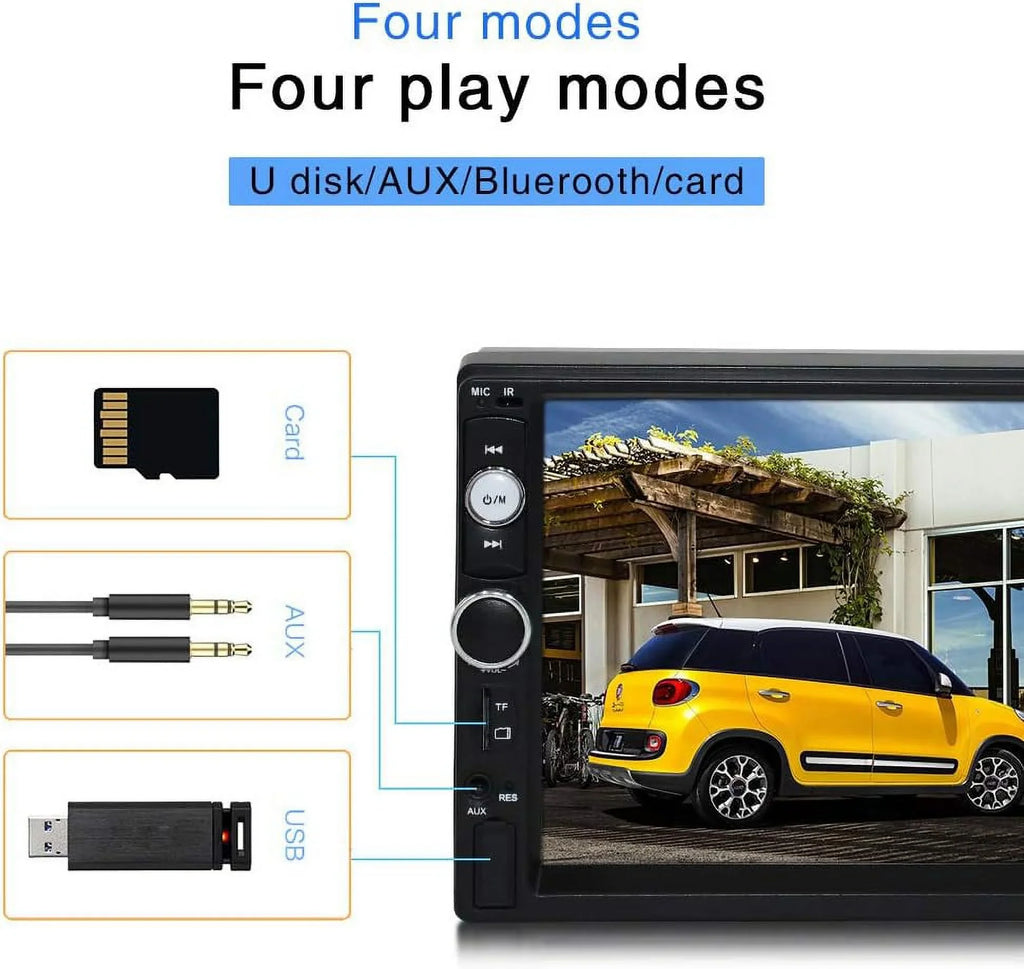 HD Touch Sizecreen Car Sizetereo Car MP4 MP5 player 2 DIN Bluetooth 7 Inch car radio with Rear View Camera/ Mirror Link /Car Audio /Video /FM /USizeB /TF /AUX