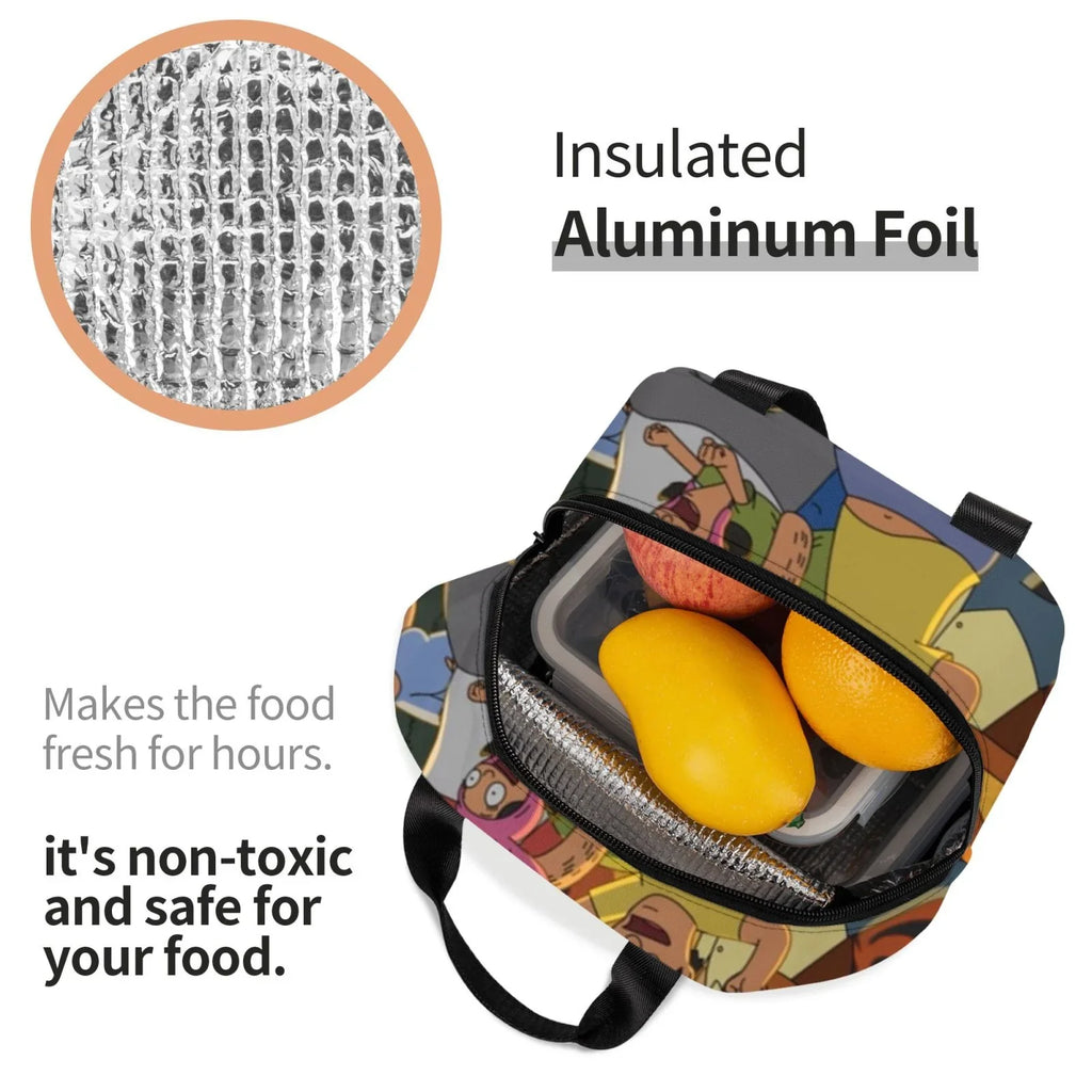 Adventure Bob's Burgers Portable Lunch Bag For Adult And Kids Reusable Lunch Box Insulated Thermal Cooler Bento Bag For Sizechool Picnic Office