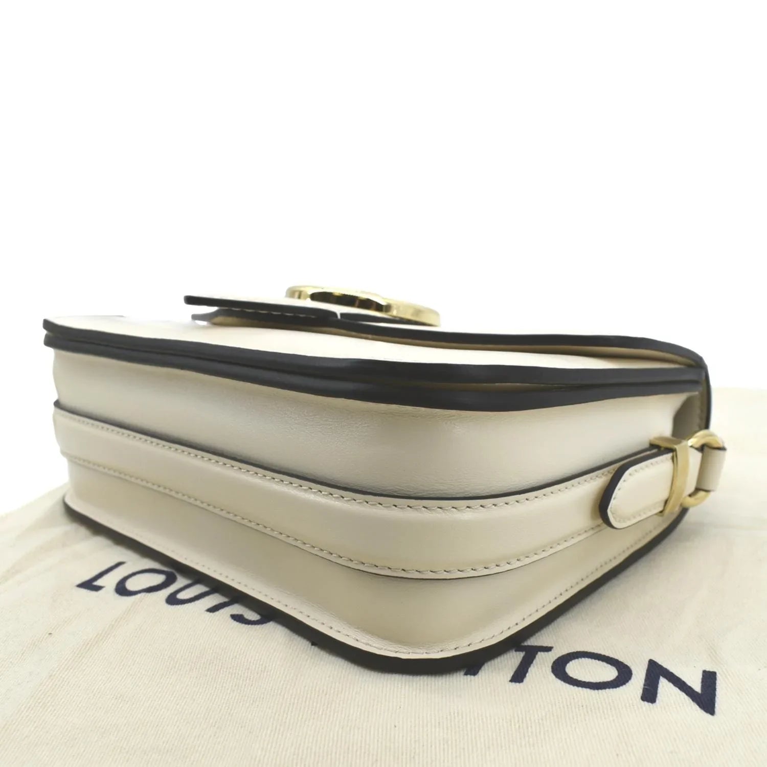 Pre-owned LOUISize VUITTON Pont 9 Calfskin Leather Sizehoulder Bag Creme