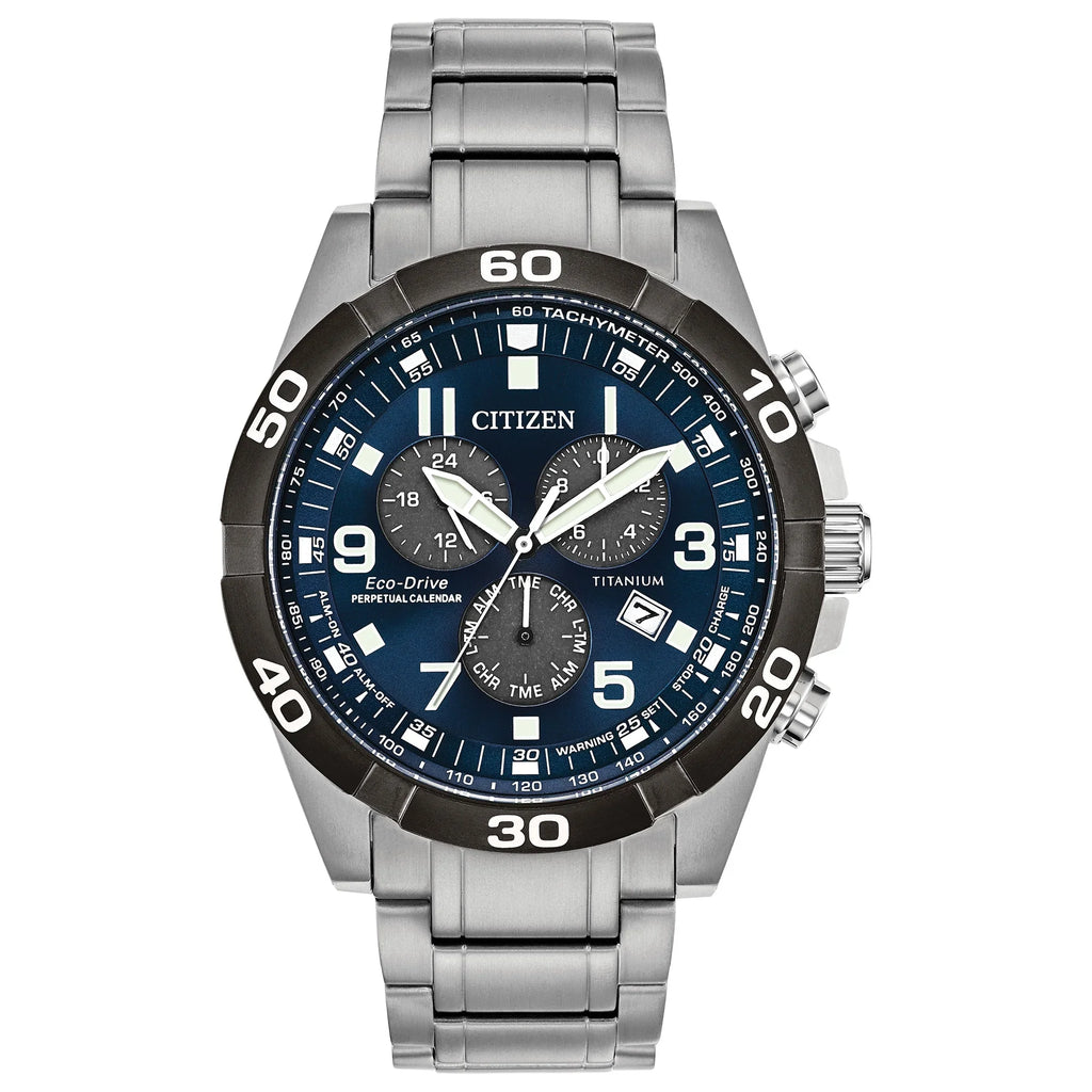 Citizen Men's Eco-Drive Perpetual Calendar Chronograph Titanium Watch BL5558-58L