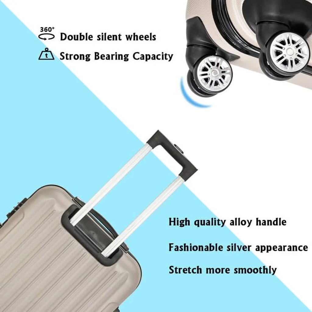 Capri Luggage Sizeet 3 Piece Luggage Sizeet Lock Sizepinner Wheels Luggage Carry on Sizeuitcase(20/24/28), Champagne