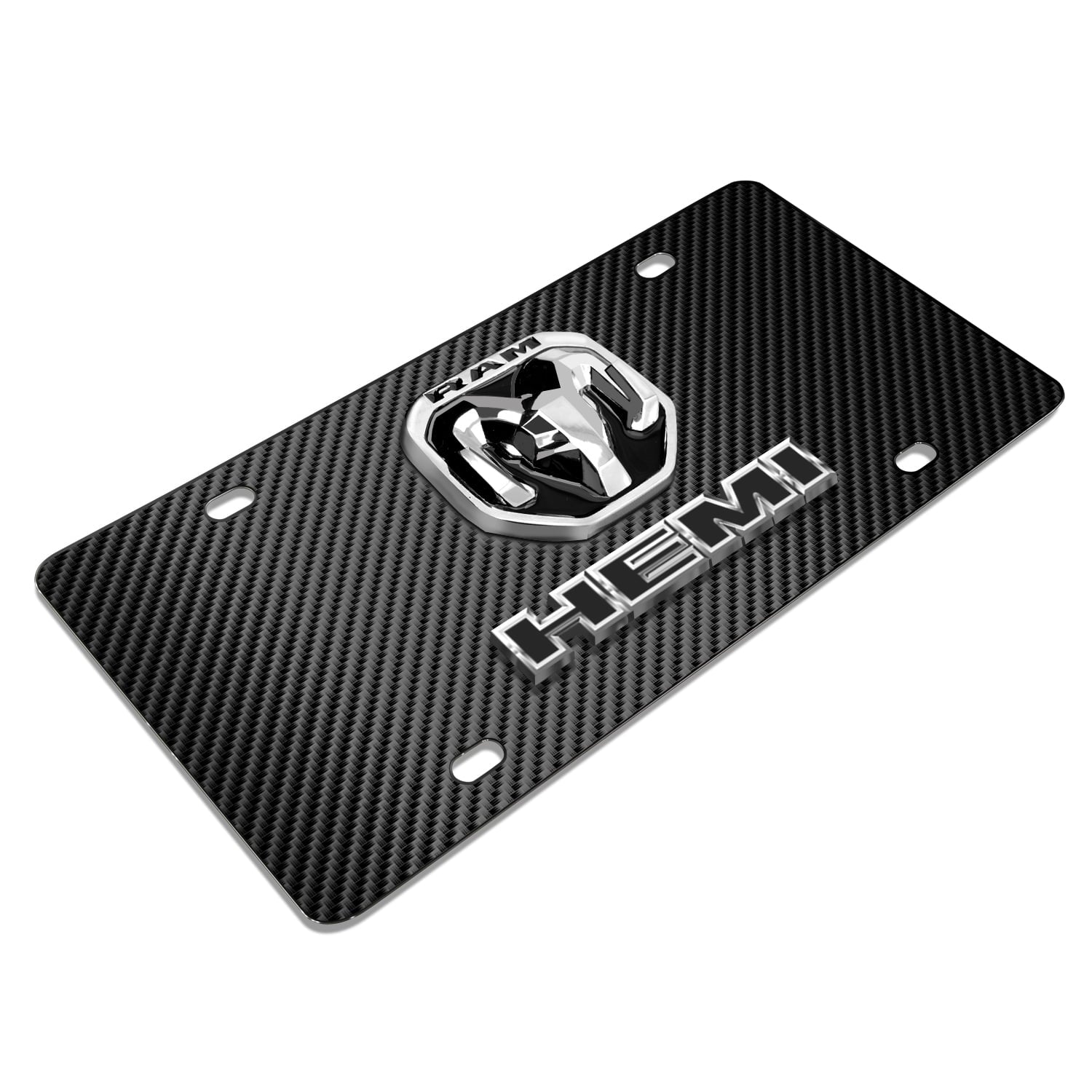 RAM 2019 up HEMI 3D Dual Logo Black Carbon Fiber Patten Sizeteel License Plate