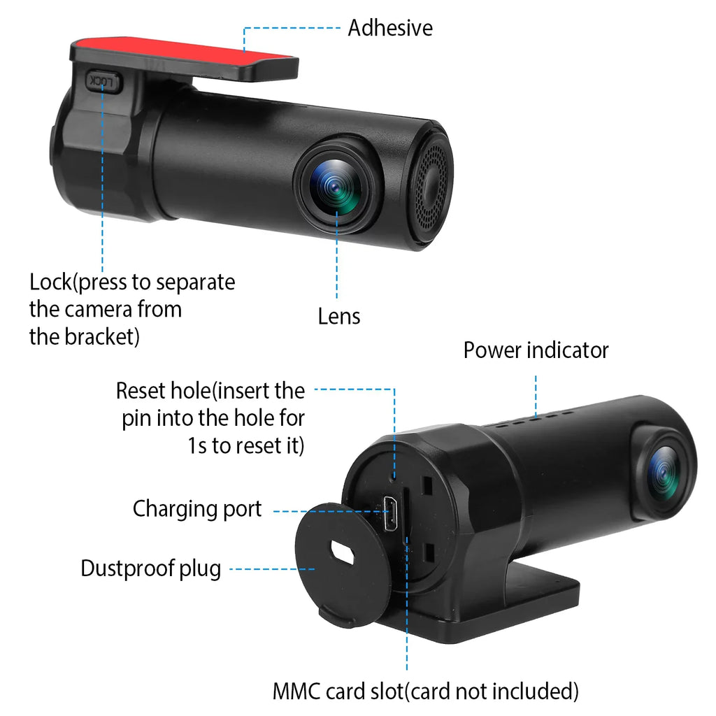 170° WiFi Dash Cam iMounTEK 1080P HD Car DVR Camera Recorder with G-sensor App Wifi Looping Recording 11.2ft Cigarette Lighter Cable